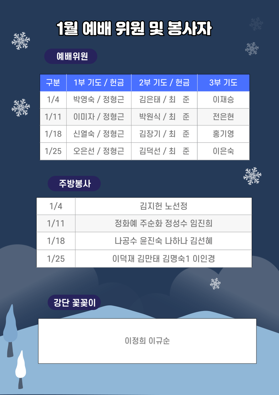 2026년 1월 예배위원
